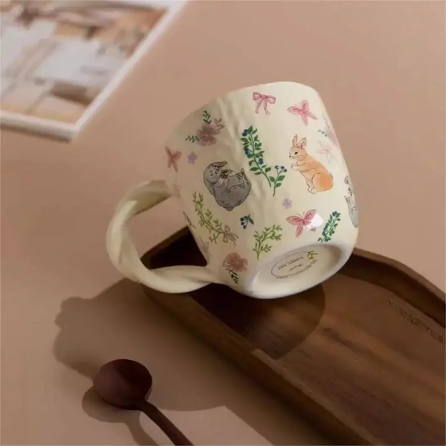 Forest Series Cartoon Ceramic Mug Creative Fried Dough Twists Handle Cartoon Coffee Cup