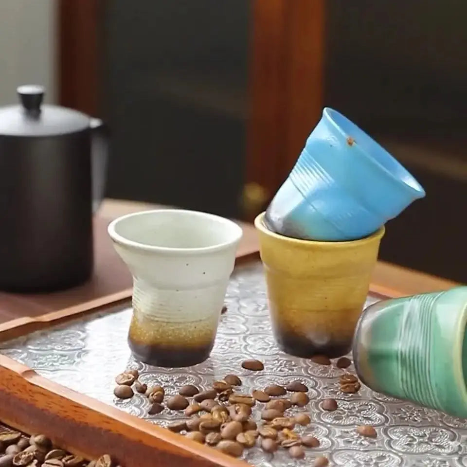 Mini Creative Irregular Coffee Cup - 90/180ml Retro Ceramic