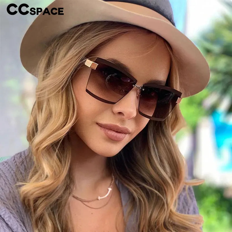 47391 Rimless Square Luxury Sunglasses Brand Designer Men Women Fashion Shades Uv400 Vintage Glasses