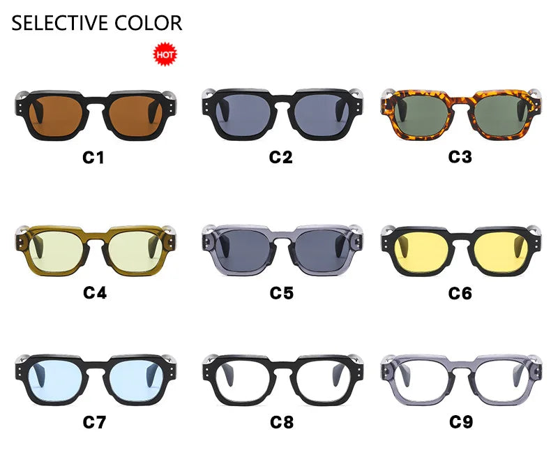 2025 Fashion Small Square Rivets Sunglasses Women Thick Frame Travel Sun Glasses Men's Ladies Sun Shades UV400 Unisex Eyewears