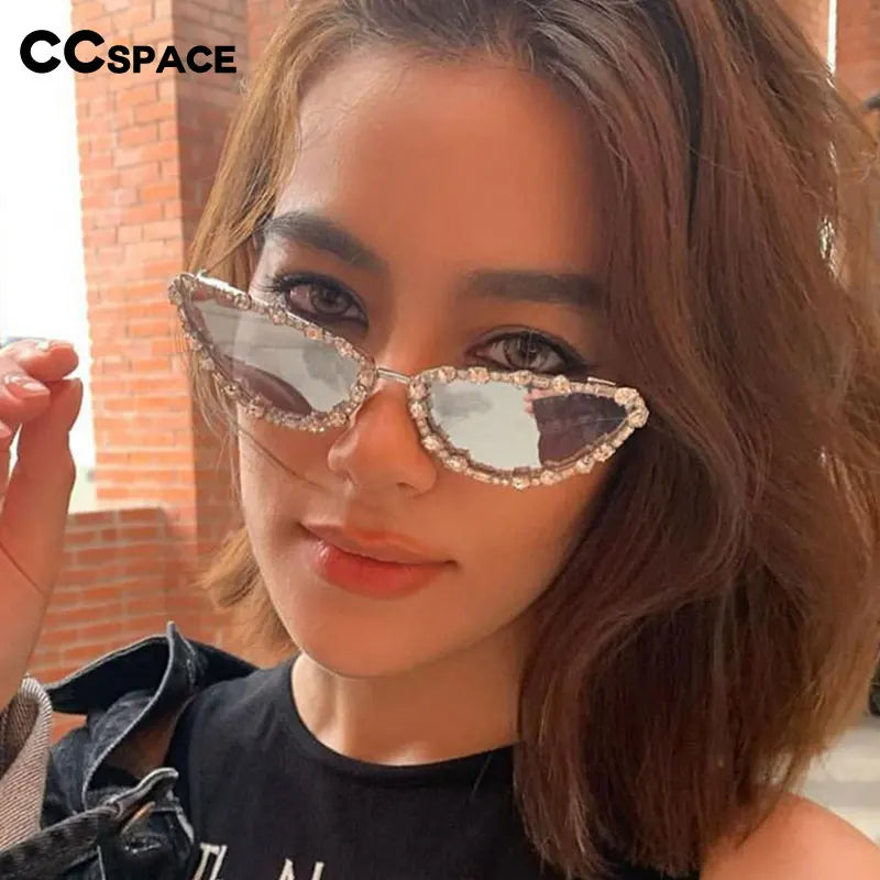 56219 Brand Diamond Sunglasses Women Cat Eye Retro Sun Glasses for Women Luxury Vintage Shades Female Black Oculos