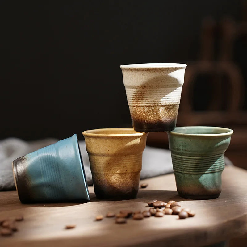 Mini Creative Irregular Coffee Cup - 90/180ml Retro Ceramic