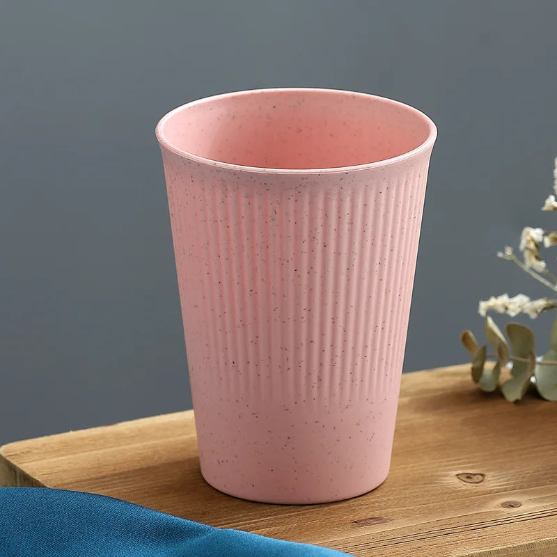Wheat Straw Stripe Couple Water Cups - Multi-Functional Mug Set
