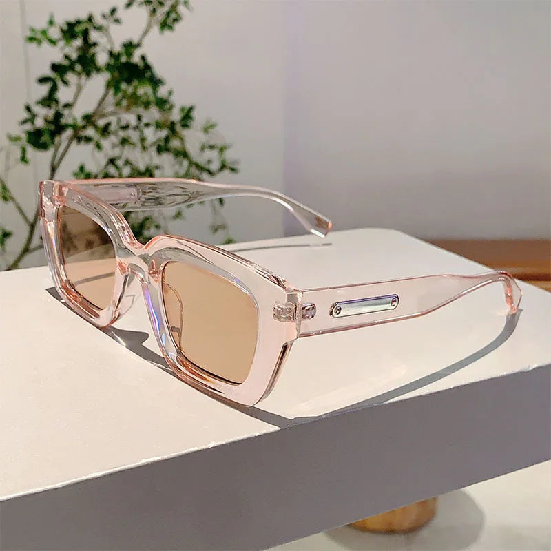 Fashion Vintage Luxury Brand Designer Olive Green Square Sunglasses Women For Men Sun Glasses Punk Popular Rivet Outdoor Shades