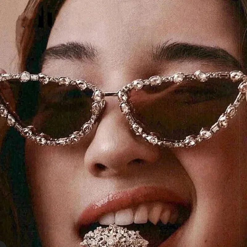 56219 Brand Diamond Sunglasses Women Cat Eye Retro Sun Glasses for Women Luxury Vintage Shades Female Black Oculos