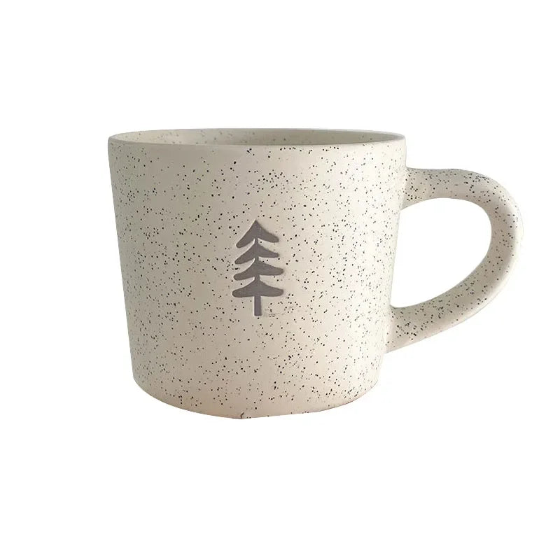 Japanese Ceramic Mug, High-value Coffee Mugs, Pine Tree Pattern Oat Breakfast Milk Kawaii Cup, Couple Tea Cups As Birthday Gift