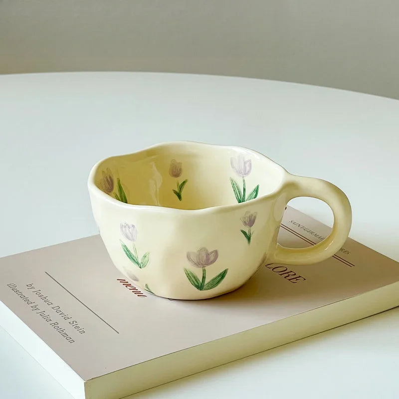 Handcrafted Vintage Floral Ceramic Coffee Mug
