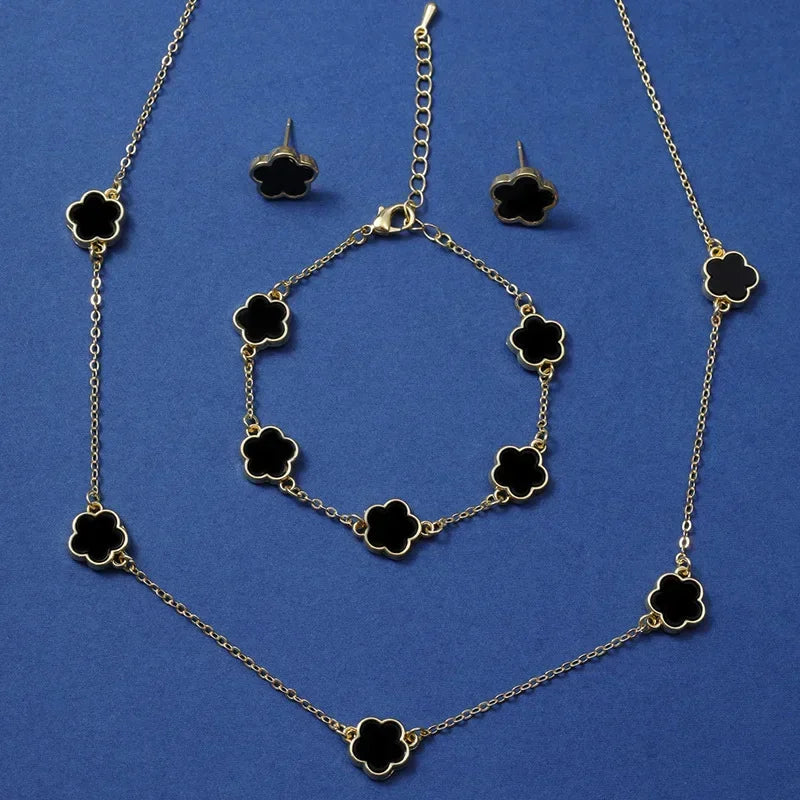 Water Drop Jewelry Set - 4-Piece Fashion Necklace Bracelet Ring Earrings