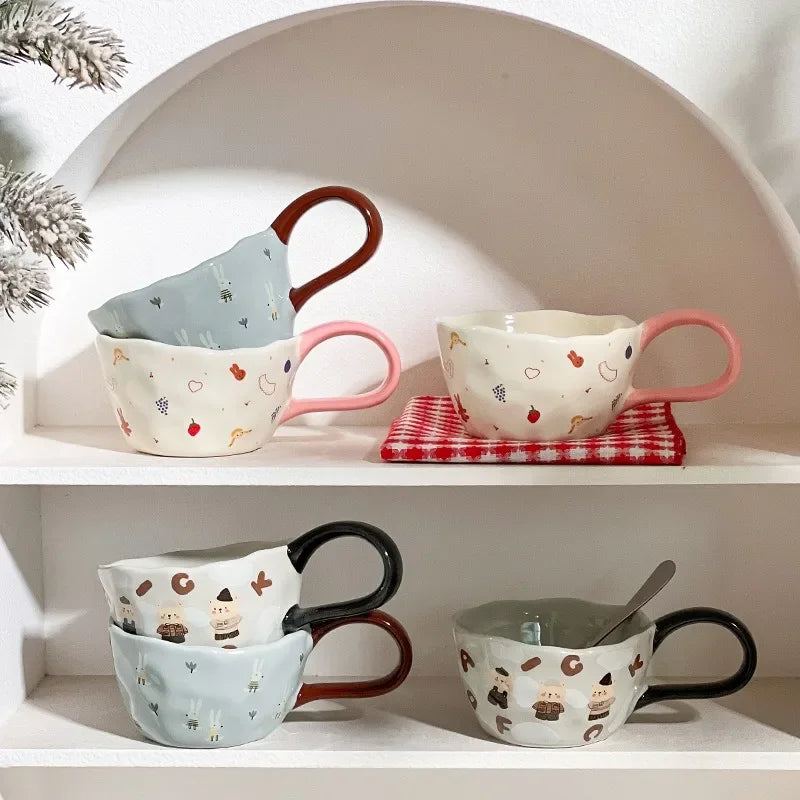 300ml Cute Bear Rabbit Ceramic Mug - Kids Coffee Cup