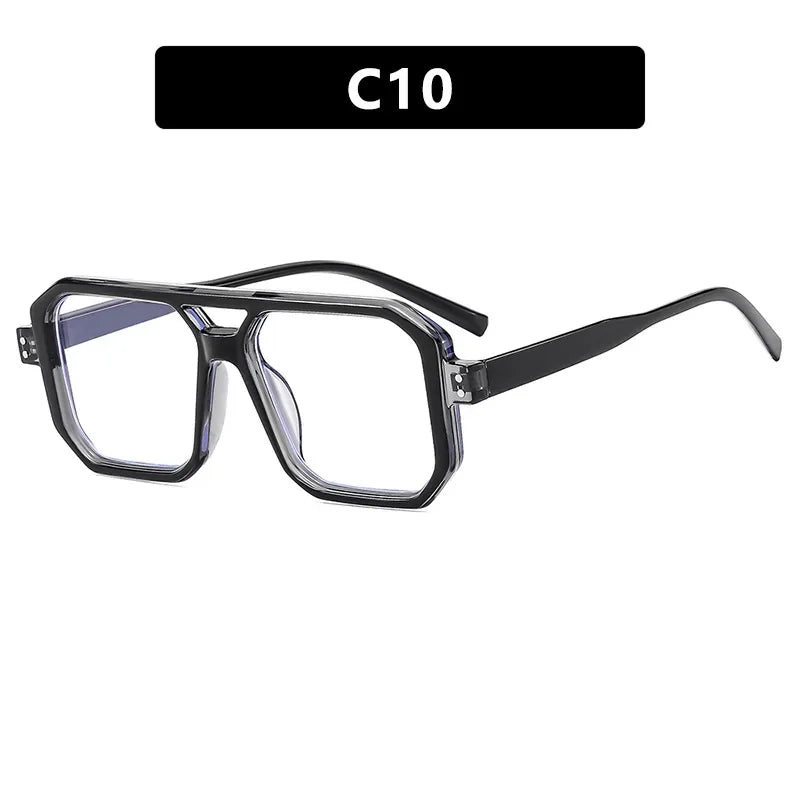 Vintage Brand Designer Square Sunglasses Women For Men Fashion Popular Luxury Sun Glasses Punk Rivet Double Color Eyeglasses