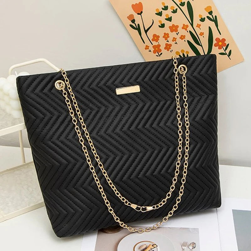 Women's Large Capacity PU Shoulder Tote Bag - Casual Crossbody Handbag