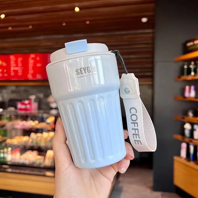 Stainless Steel Thermal Coffee Bottle 400/500ml - Leak-proof Travel Mug