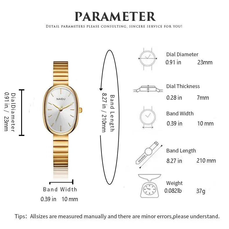 Elegant Oval Women Quartz Watch Luxury Brand Stainless Steel Band Dress Wristwatch Fashion Casual Classical Ladies Watches