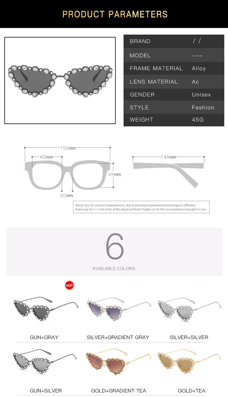 56219 Brand Diamond Sunglasses Women Cat Eye Retro Sun Glasses for Women Luxury Vintage Shades Female Black Oculos