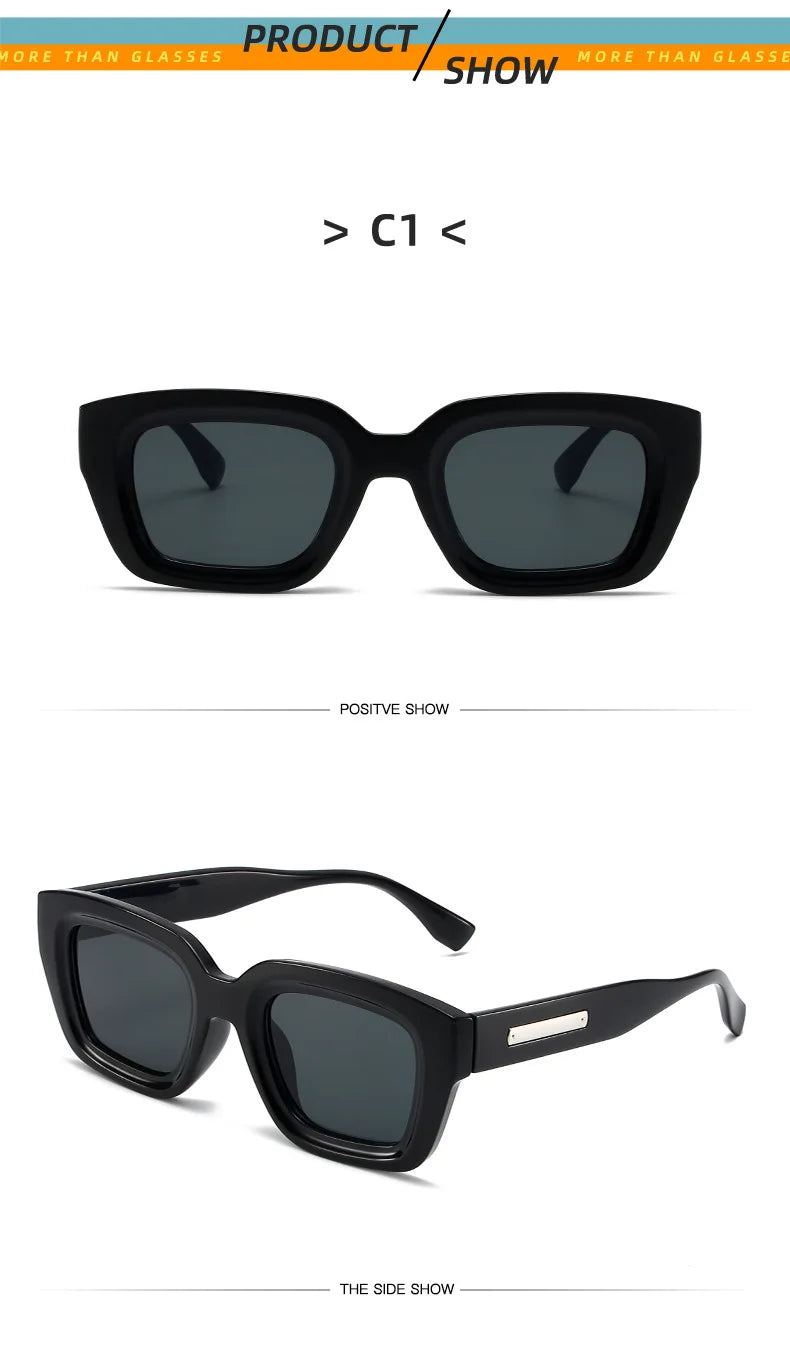 Fashion Vintage Luxury Brand Designer Olive Green Square Sunglasses Women For Men Sun Glasses Punk Popular Rivet Outdoor Shades