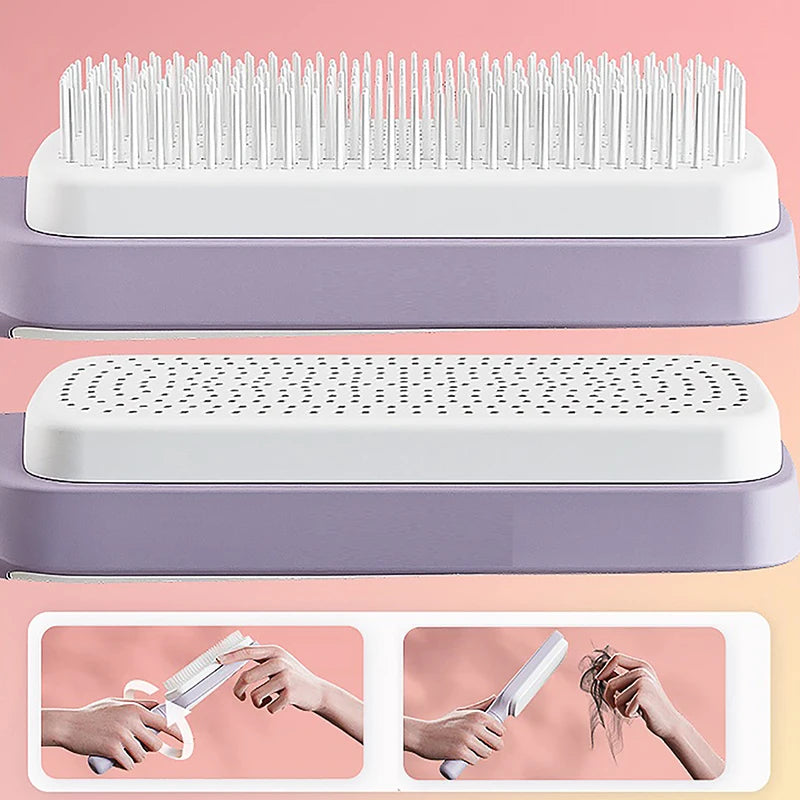 Self-Cleaning Hairbrush - One-Key Cleaning Scalp Massage Comb