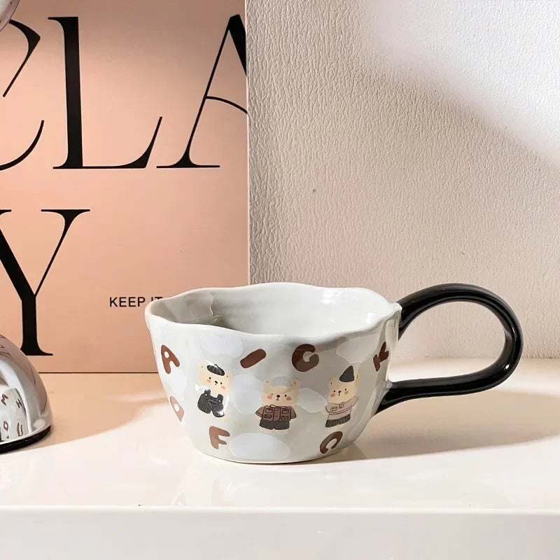 300ml Cute Bear Rabbit Ceramic Mug - Kids Coffee Cup
