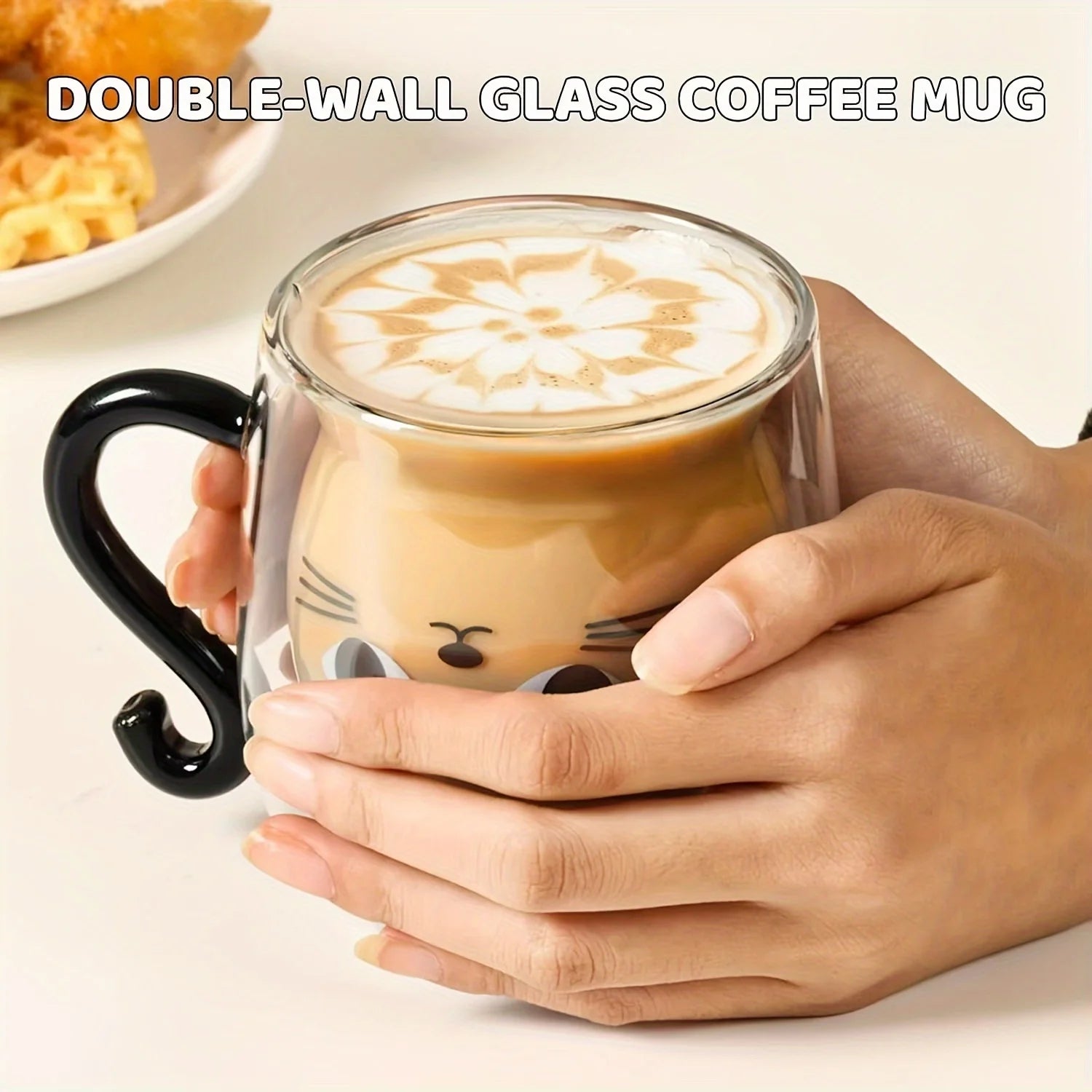 8.45/6.76oz Cute Cat Glass Cups Double-Walled Heat Resistant Milk Coffee Mug for Home Use Summer Winter Drinkware Gift Water Cup