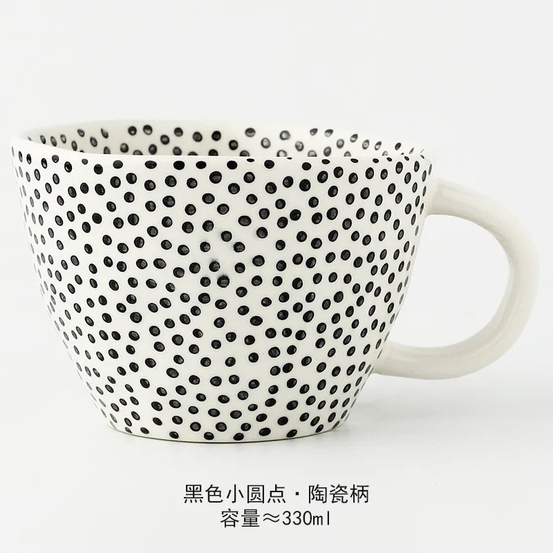 Nordic Hand-painted Simple Large Capacity Water Cup Ceramic Household Breakfast Cup Irregular Office Coffee Cup