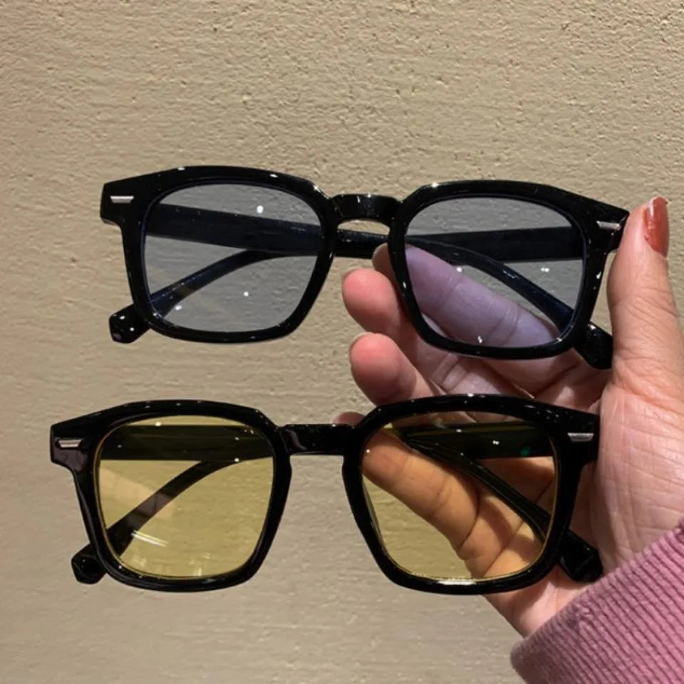 New Retro Vintage Square Frame Sunglasses for Women Men Unisex Transparent Outdoor Sports Ridding Black Sunglasses Eyewear UV400