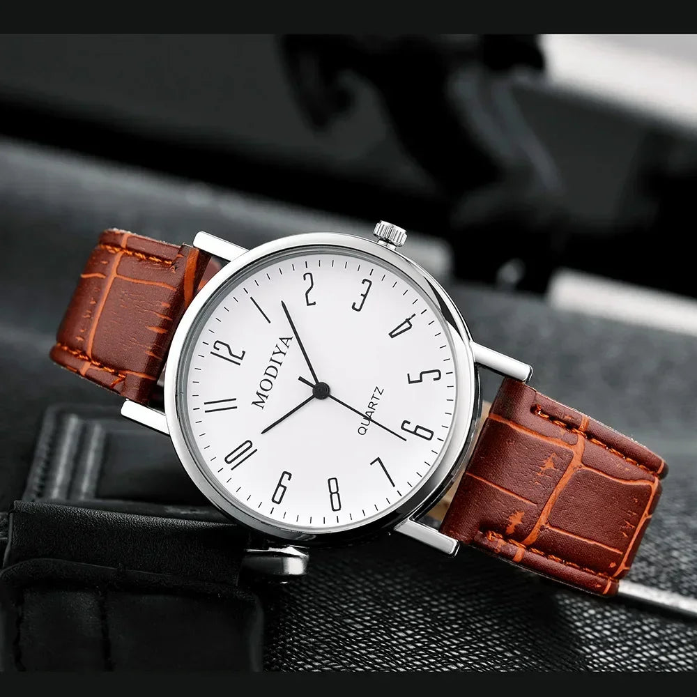 Men's Business Leather Strap Watch - Luxury Quartz Wristwatch