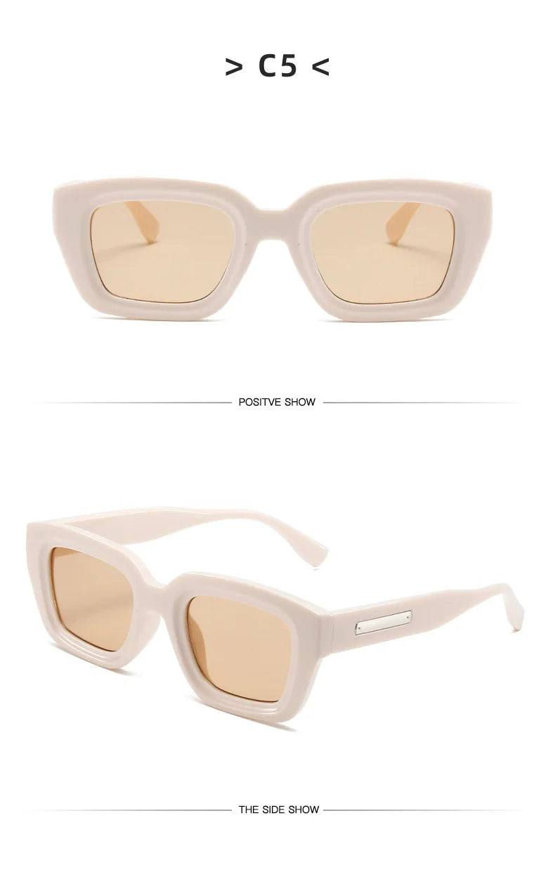 Fashion Vintage Luxury Brand Designer Olive Green Square Sunglasses Women For Men Sun Glasses Punk Popular Rivet Outdoor Shades