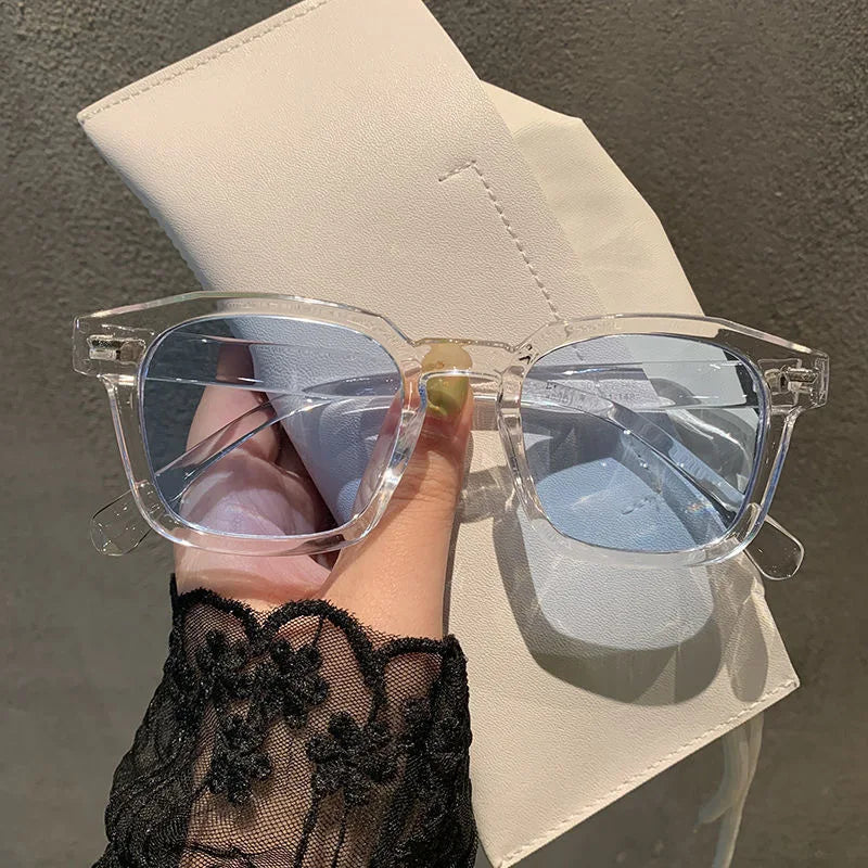 New Retro Vintage Square Frame Sunglasses for Women Men Unisex Transparent Outdoor Sports Ridding Black Sunglasses Eyewear UV400