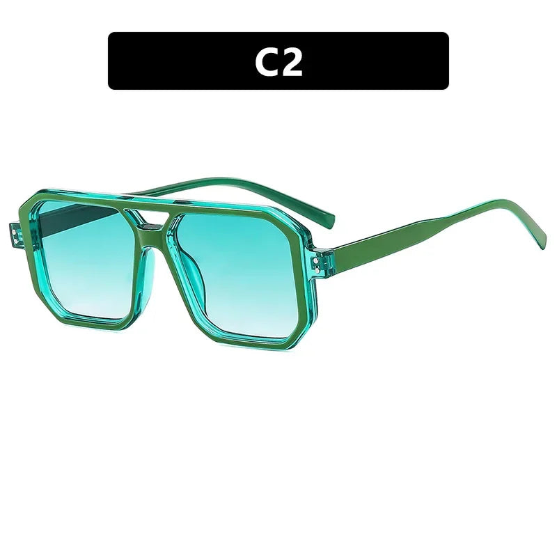 Vintage Brand Designer Square Sunglasses Women For Men Fashion Popular Luxury Sun Glasses Punk Rivet Double Color Eyeglasses