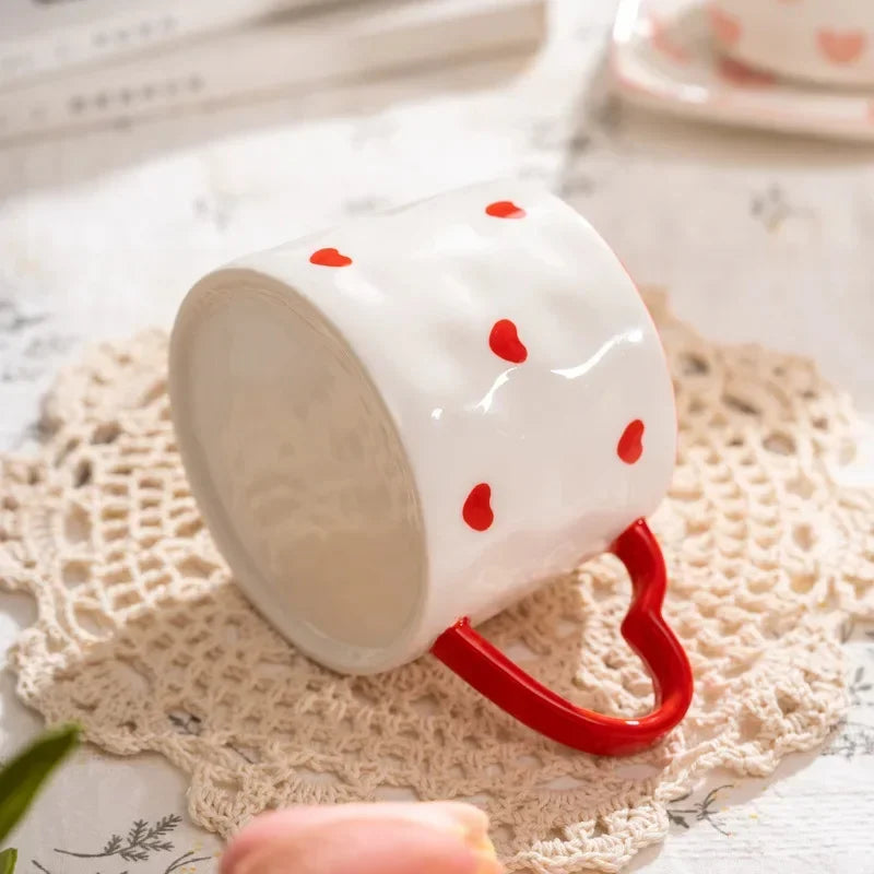 300ml Cute Ceramic Mug Creative Hand Made Coffee Cup Couples Cup Breakfast Milk Tea Mug Mother's Day Gift Wedding Gift