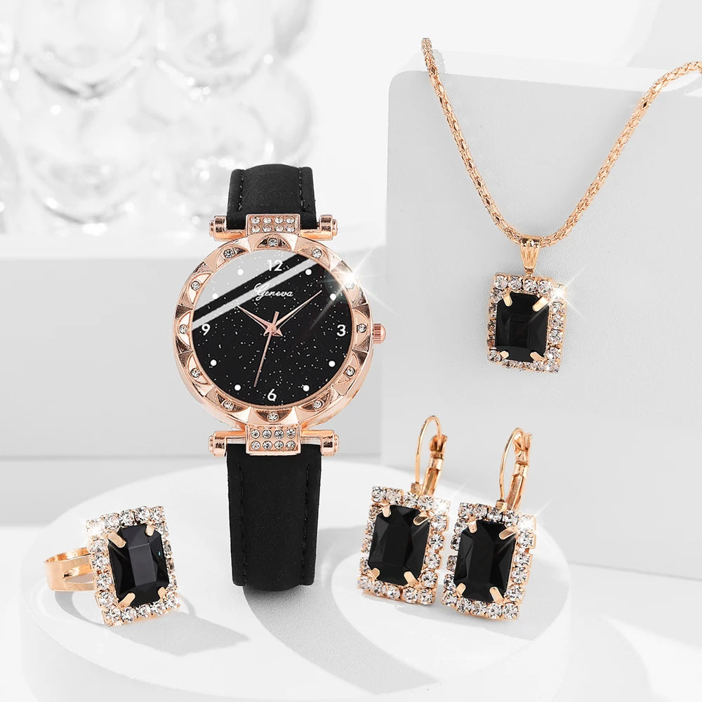 Women's Watch Set - 5pcs Luxury Rhinestone Quartz Watches