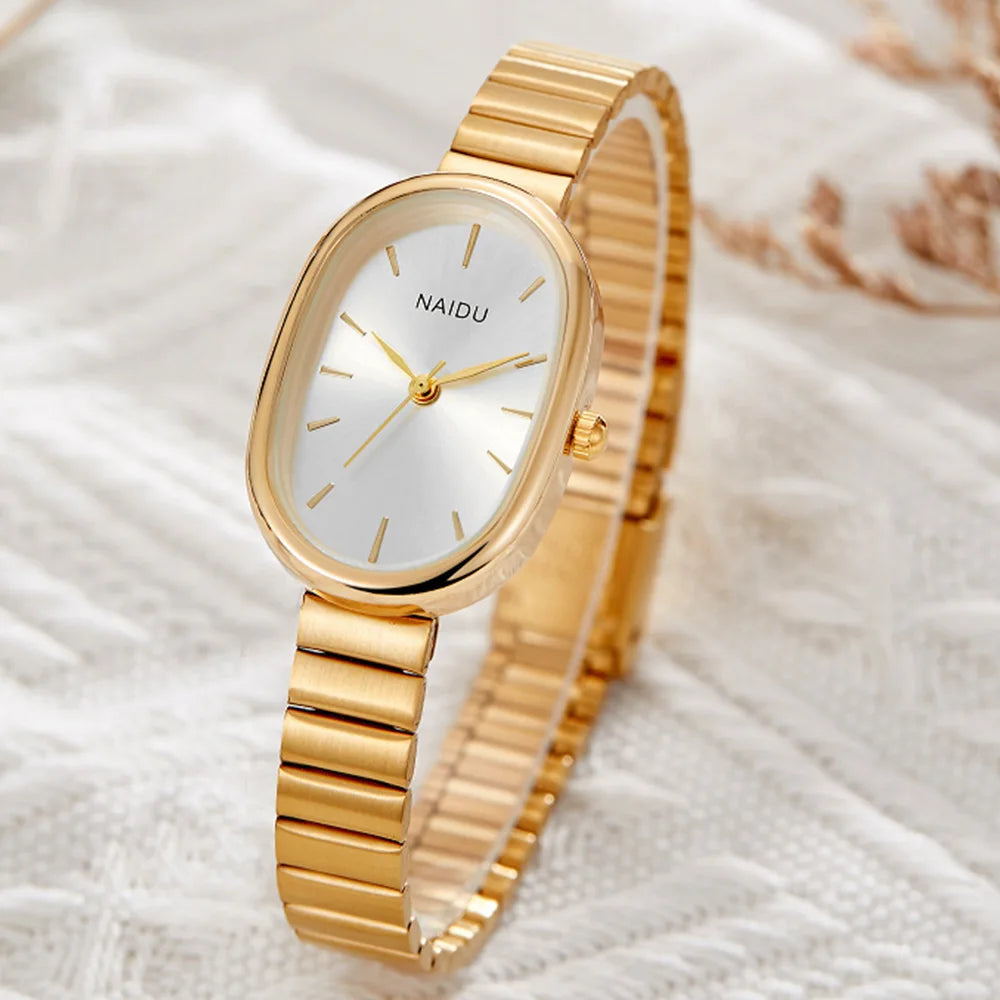Elegant Oval Women Quartz Watch Luxury Brand Stainless Steel Band Dress Wristwatch Fashion Casual Classical Ladies Watches
