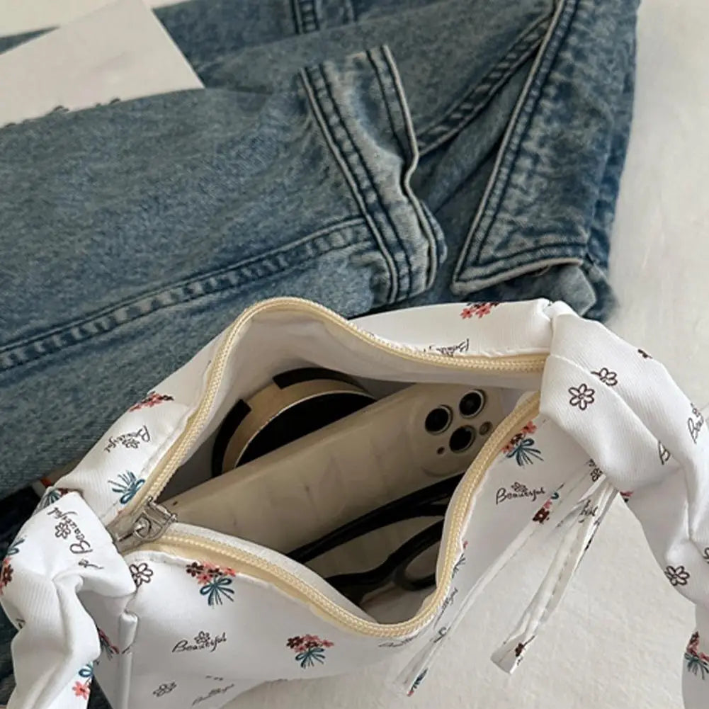 New Sweet Corduroy Tote Bag Trendy Gentle Zipper Underarm Bag Large Capacity Women Girl Y2k Strawberry Shoulder Bag