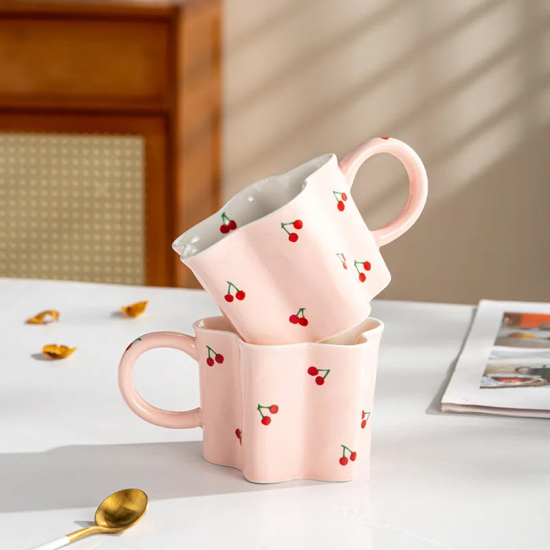 Cherry Print Ceramic Mug - Perfect Gift for Kids