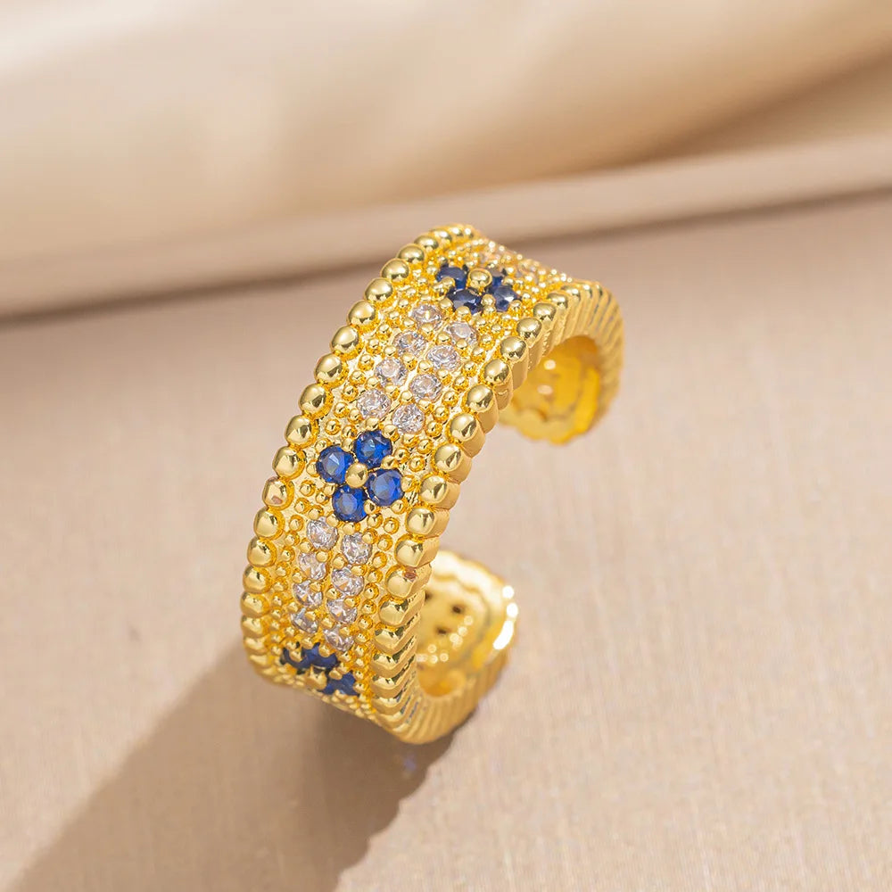 LENNIK Premium Lucky Clover Luxury Full Zircon Micro Pave Earrings Necklace Ring Set, Versatile for Daily/Party, Perfect Gift