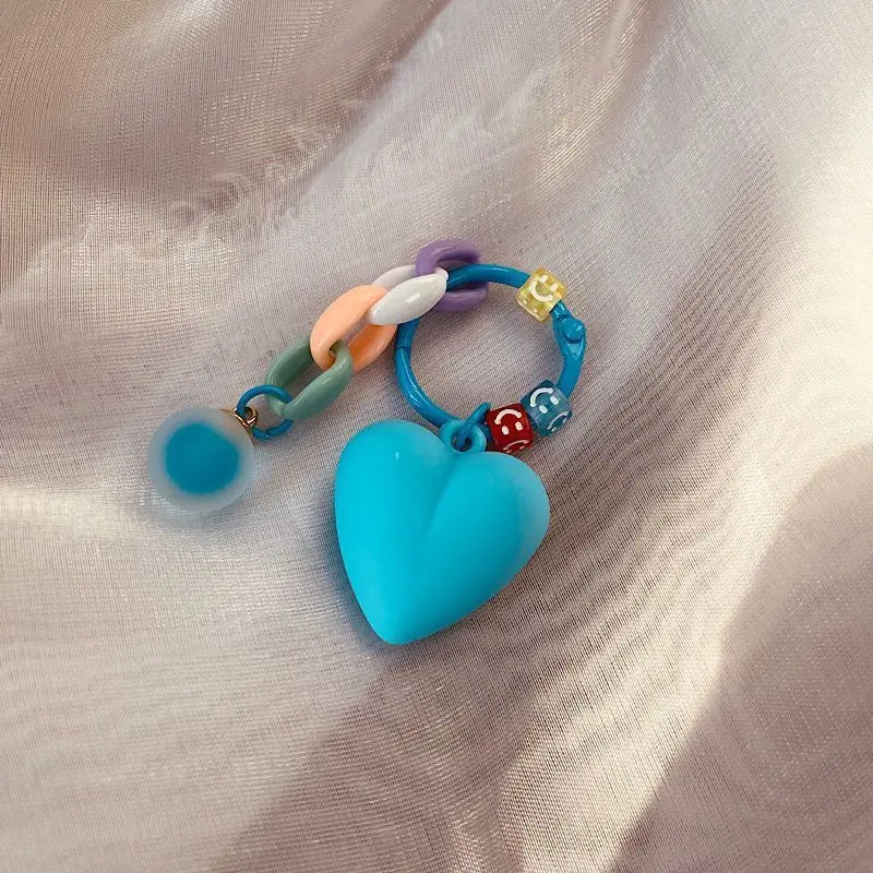 Colorful Heart-Shaped Keychain - Acrylic Bag Charm with Bowknot
