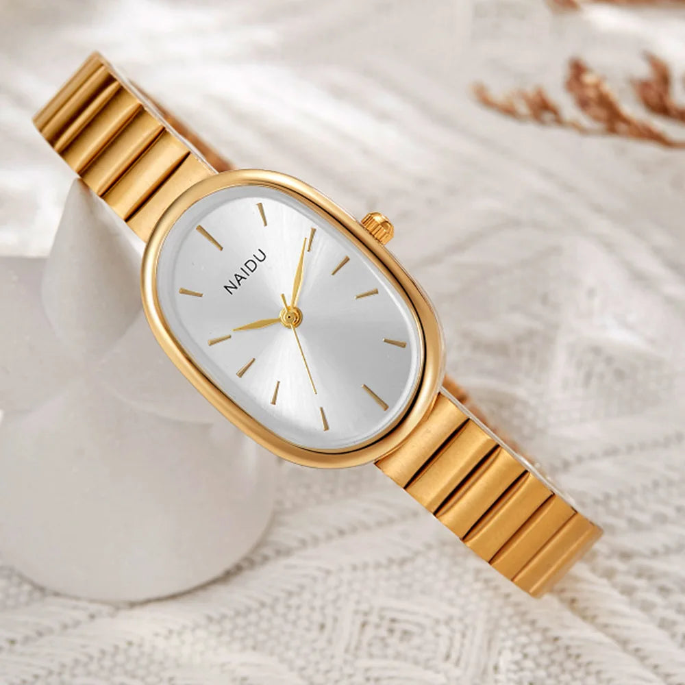 Elegant Oval Women Quartz Watch Luxury Brand Stainless Steel Band Dress Wristwatch Fashion Casual Classical Ladies Watches