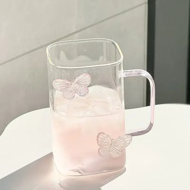 Bow Shaped Glass Water Cup - Cute Milk Coffee Cup
