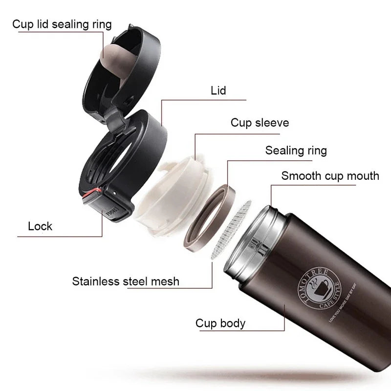 380ML Thermal Mug Double Wall 304 Stainless Steel Coffee Cup Vacuum Flask Thermos Water Bottle Tea Coffee Leak-proof Thermos Mug