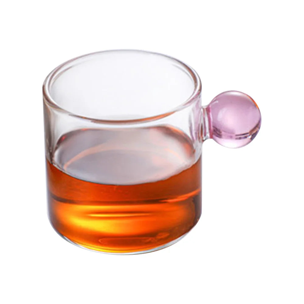 110ML Glass Cup Heat Resistant Espresso Cup Milk Sauce Jug Glass Ball Handle Teacup Wine Beer Glass Breakfast Cup Drinkware