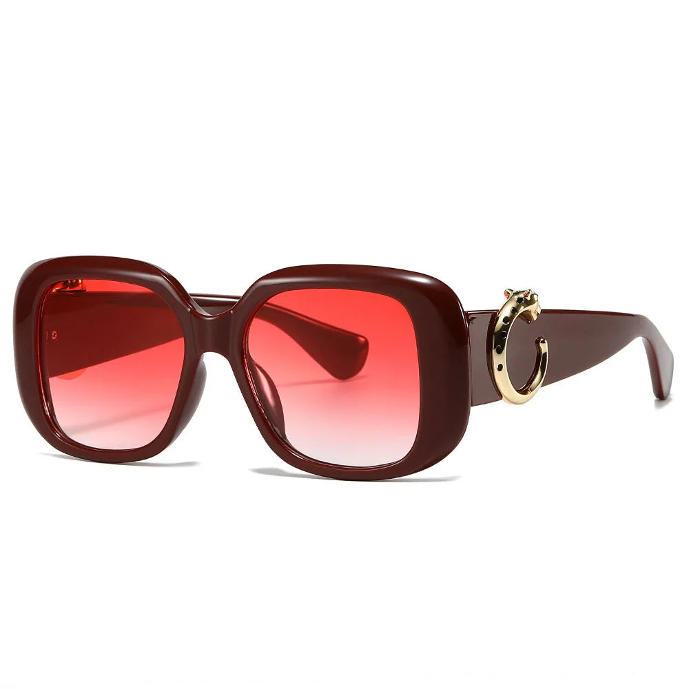 Big Frame Luxury Brand Designer Vintage Square Sunglasses Women For Men Sun Glasses Punk Classic Outdoor Gold Leopard Shades