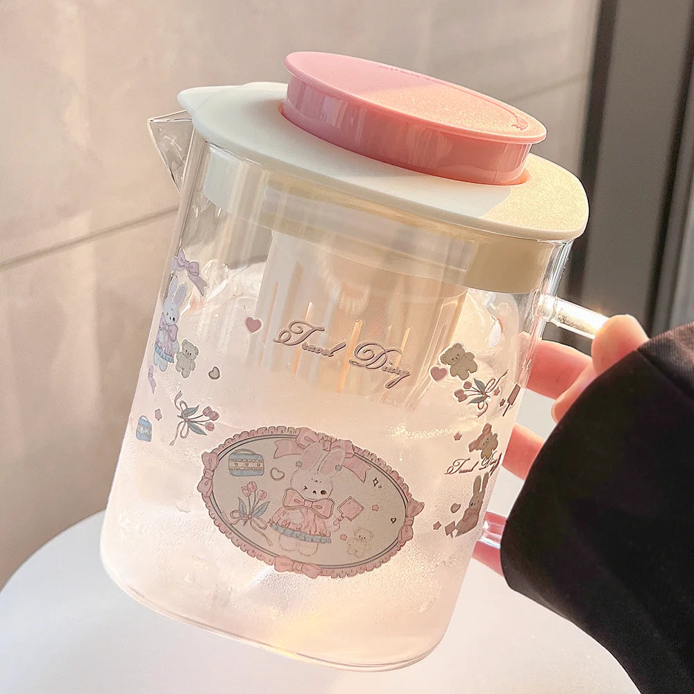 1000ml Cute Bow Shaped Glass Teacup - Large Water Cup