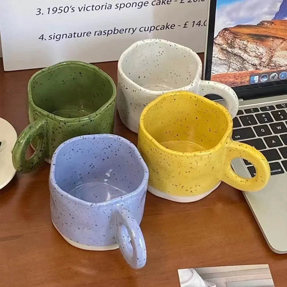 280ml Ceramic Ring Handle Mug - Modern Print Coffee Cup