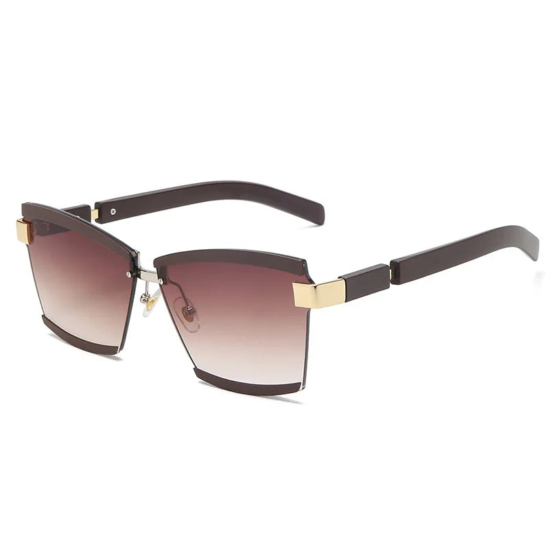 47391 Rimless Square Luxury Sunglasses Brand Designer Men Women Fashion Shades Uv400 Vintage Glasses