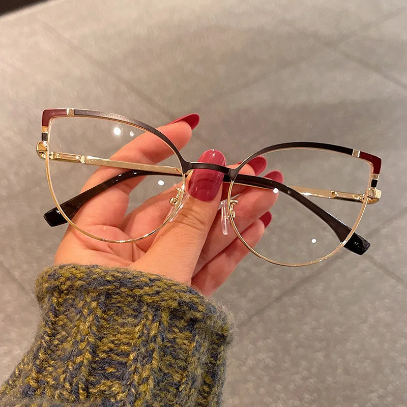 Cute cat eye glasses frame metal anti-blue light glasses female ins fashion spring leg glasses frame computer goggles whosale