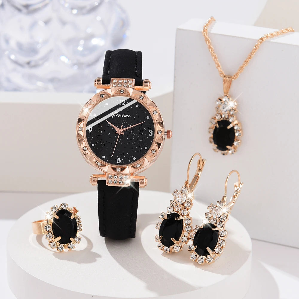 Women's Watch Set - 5pcs Luxury Rhinestone Quartz Watches