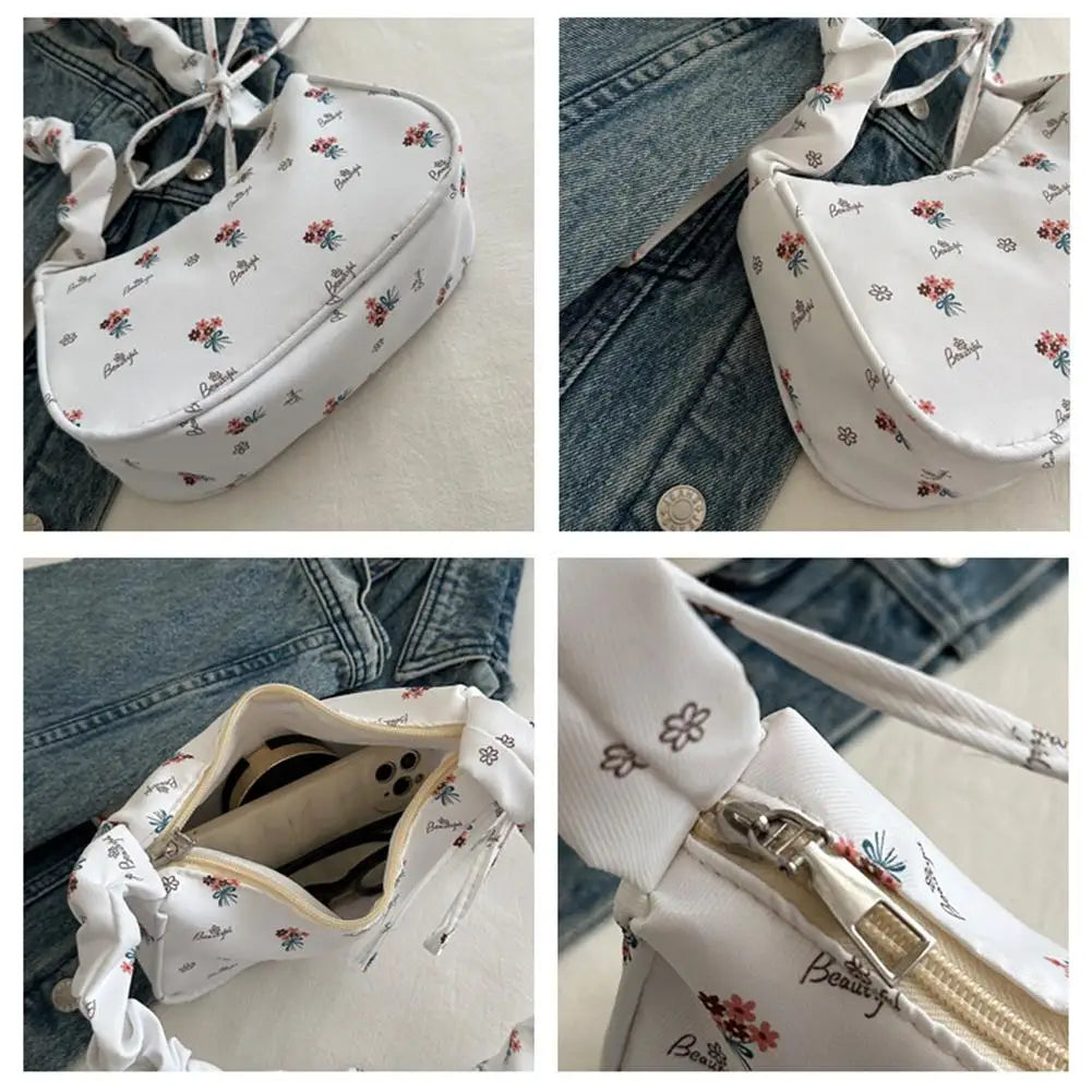 New Sweet Corduroy Tote Bag Trendy Gentle Zipper Underarm Bag Large Capacity Women Girl Y2k Strawberry Shoulder Bag