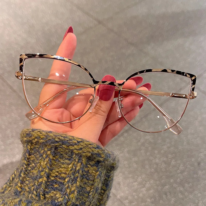 Cute cat eye glasses frame metal anti-blue light glasses female ins fashion spring leg glasses frame computer goggles whosale