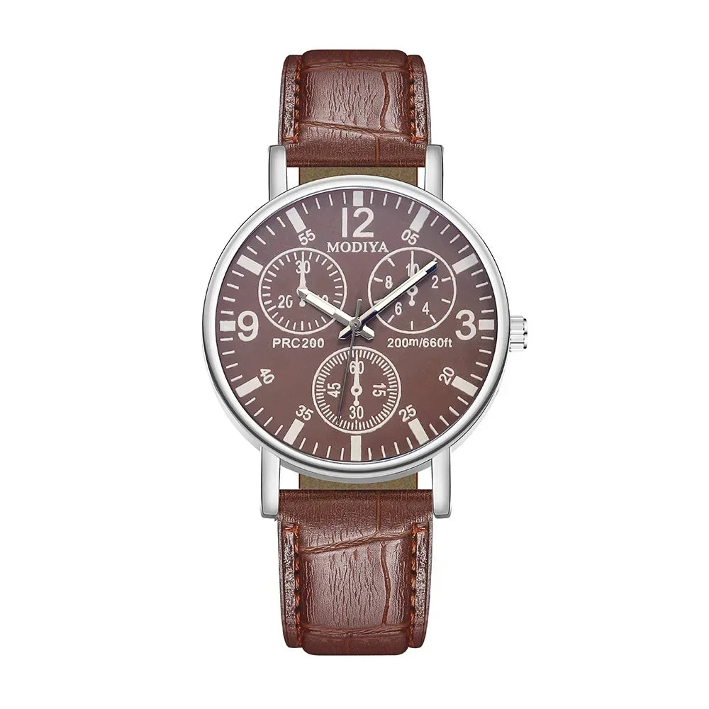 Men's Business Leather Strap Watch - Luxury Quartz Wristwatch