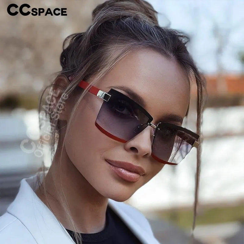 47391 Rimless Square Luxury Sunglasses Brand Designer Men Women Fashion Shades Uv400 Vintage Glasses