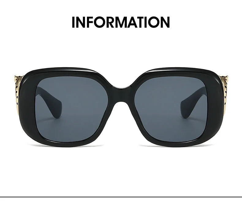 Big Frame Luxury Brand Designer Vintage Square Sunglasses Women For Men Sun Glasses Punk Classic Outdoor Gold Leopard Shades